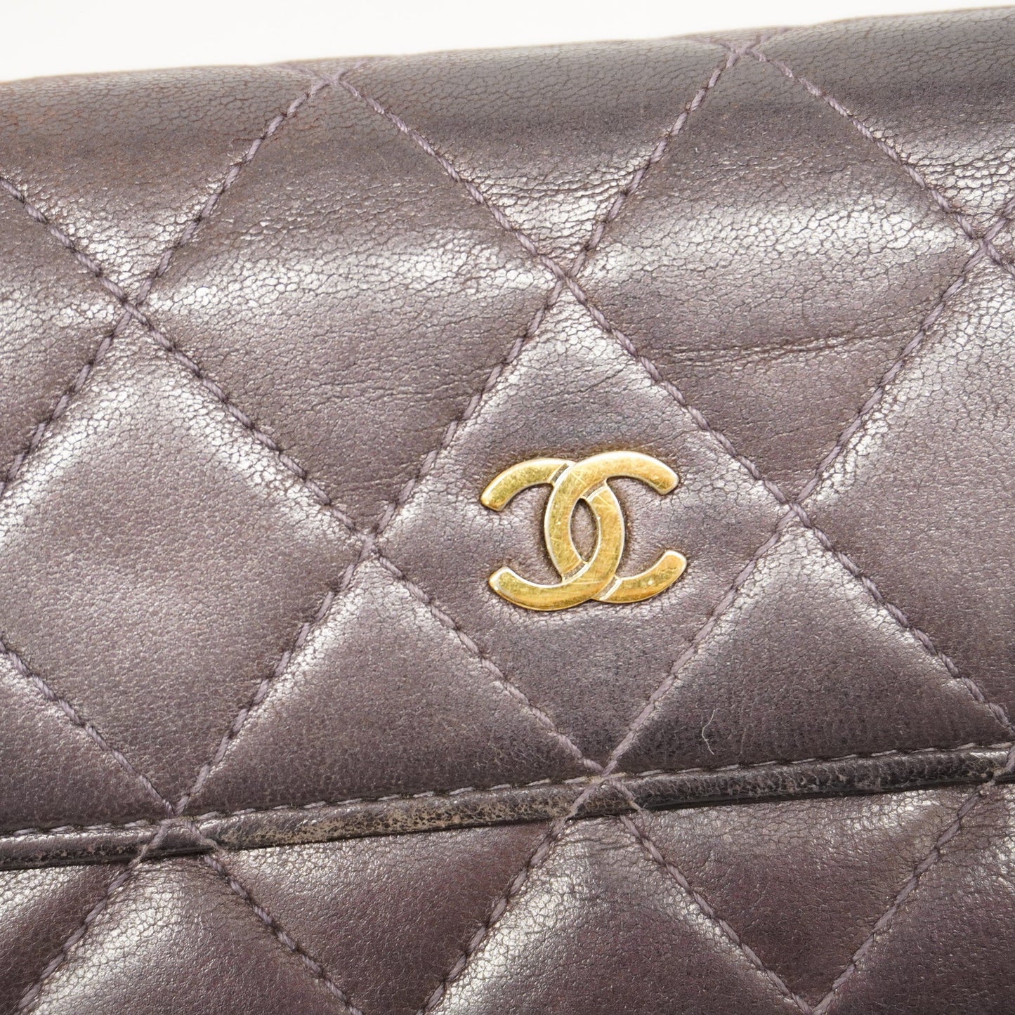 CHANEL  Matelasse Gold Hardware Women's Leather Long Wallet [bi-fold] Purple