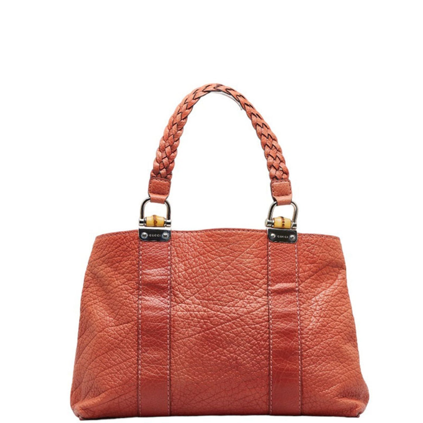 Luxury Gucci bamboo handle handbag tote bag 232947 orange leather ladies
