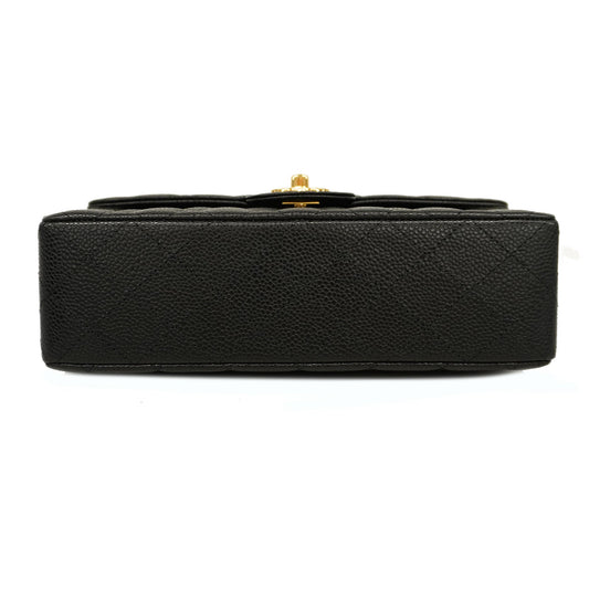 CHANEL  Matelasse W Flap W Chain Women's Caviar Leather Shoulder Bag Black