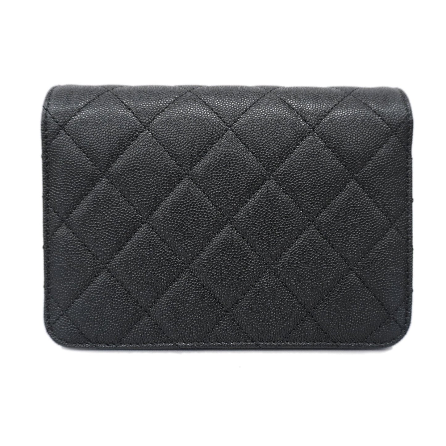 CHANEL  Matelasse Chain Shoulder Women's Caviar Leather Shoulder Bag Black