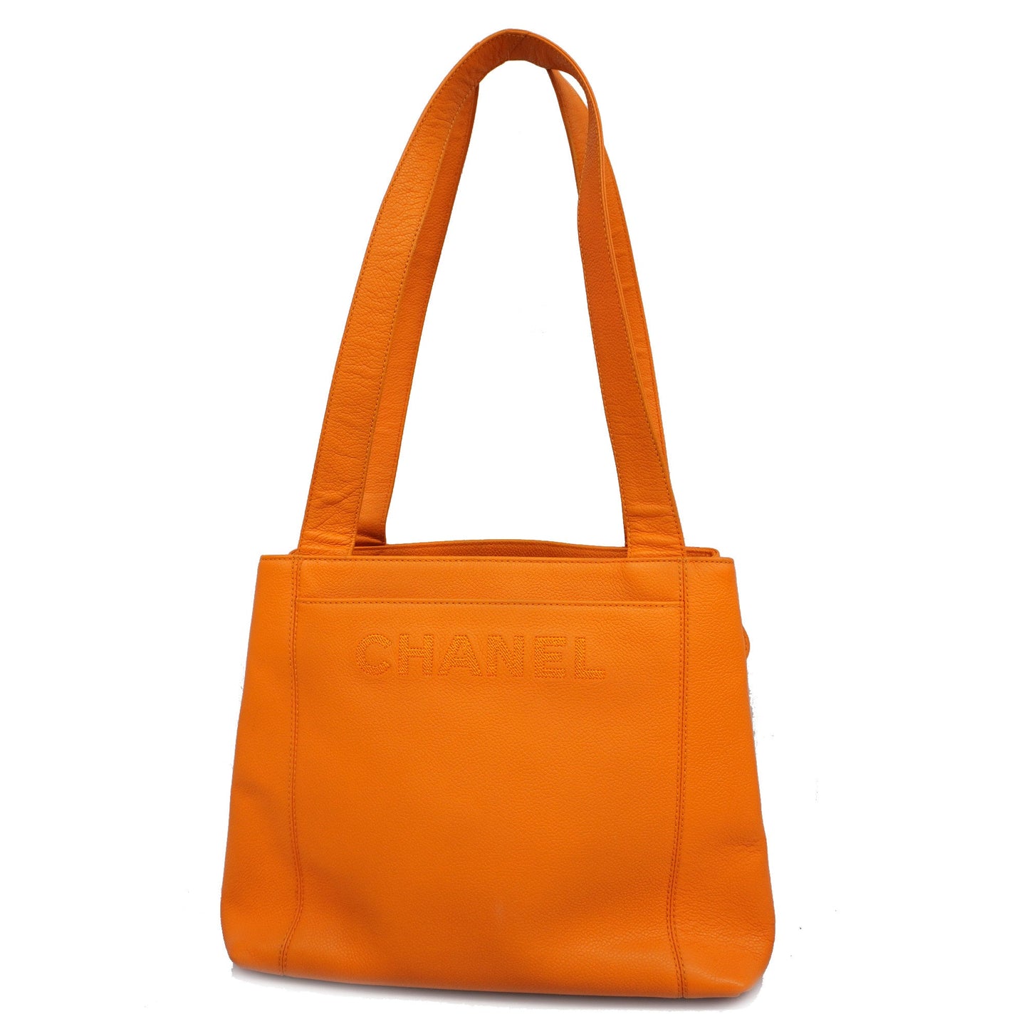 Luxury Chanel  Women's Caviar Leather Shoulder Bag Orange