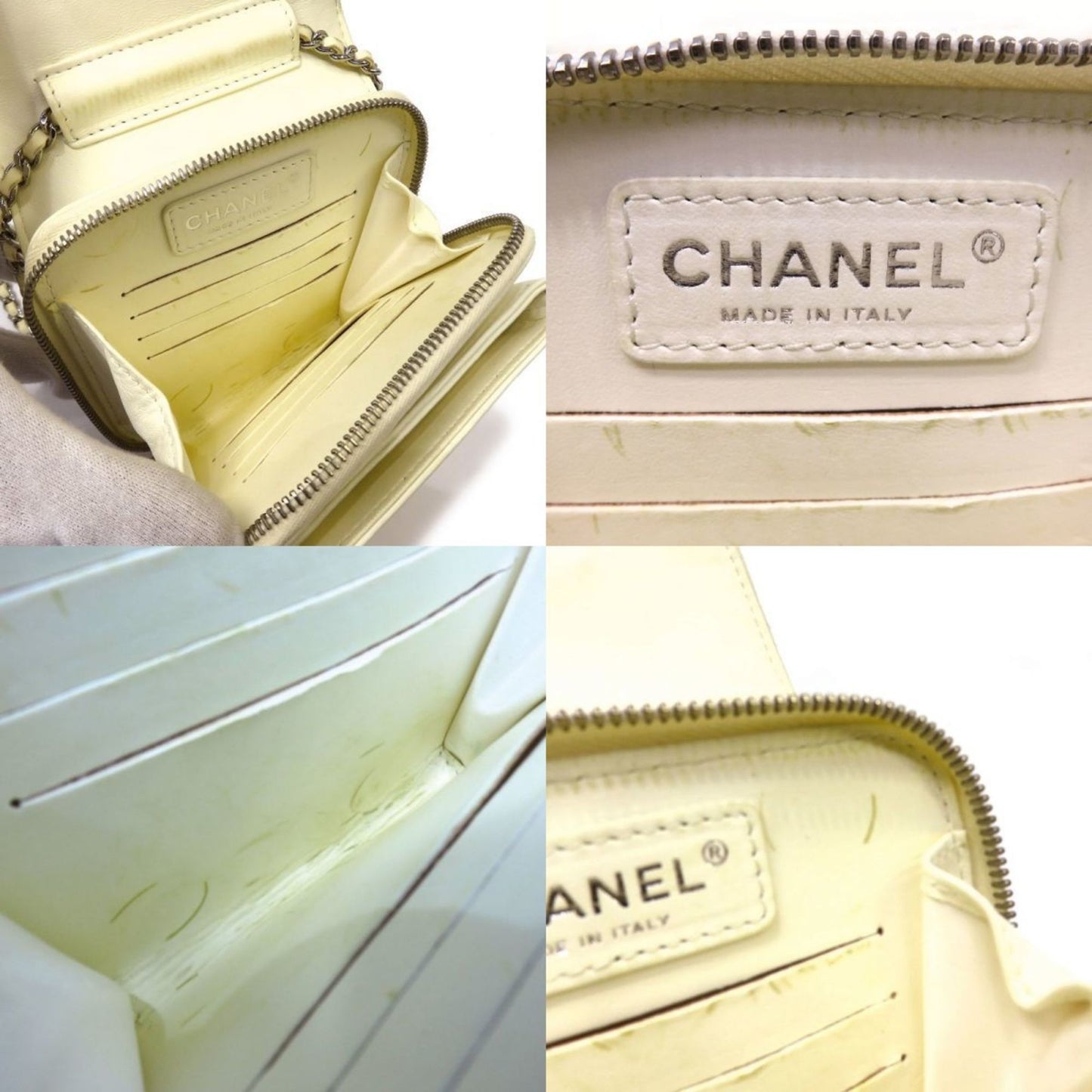 Luxury Chanel matelasse turn lock chain shoulder bag pouch wallet white 16 series