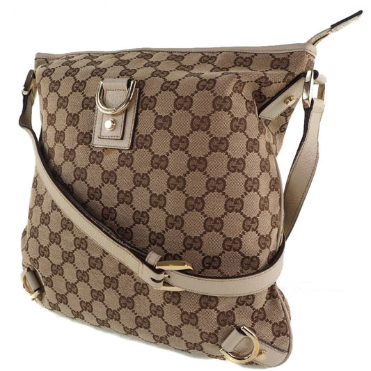 Luxury Gucci 131326 GG Canvas x Leather Beige Women's Shoulder Bag