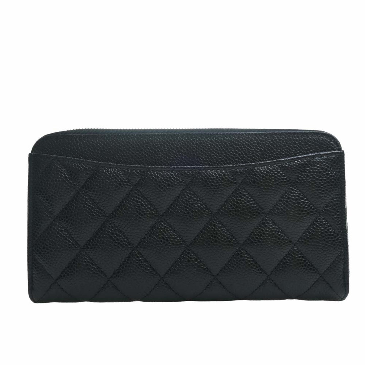 Luxury Chanel Caviar Skin Matelasse Coco Mark Round Long Wallet Black Ladies