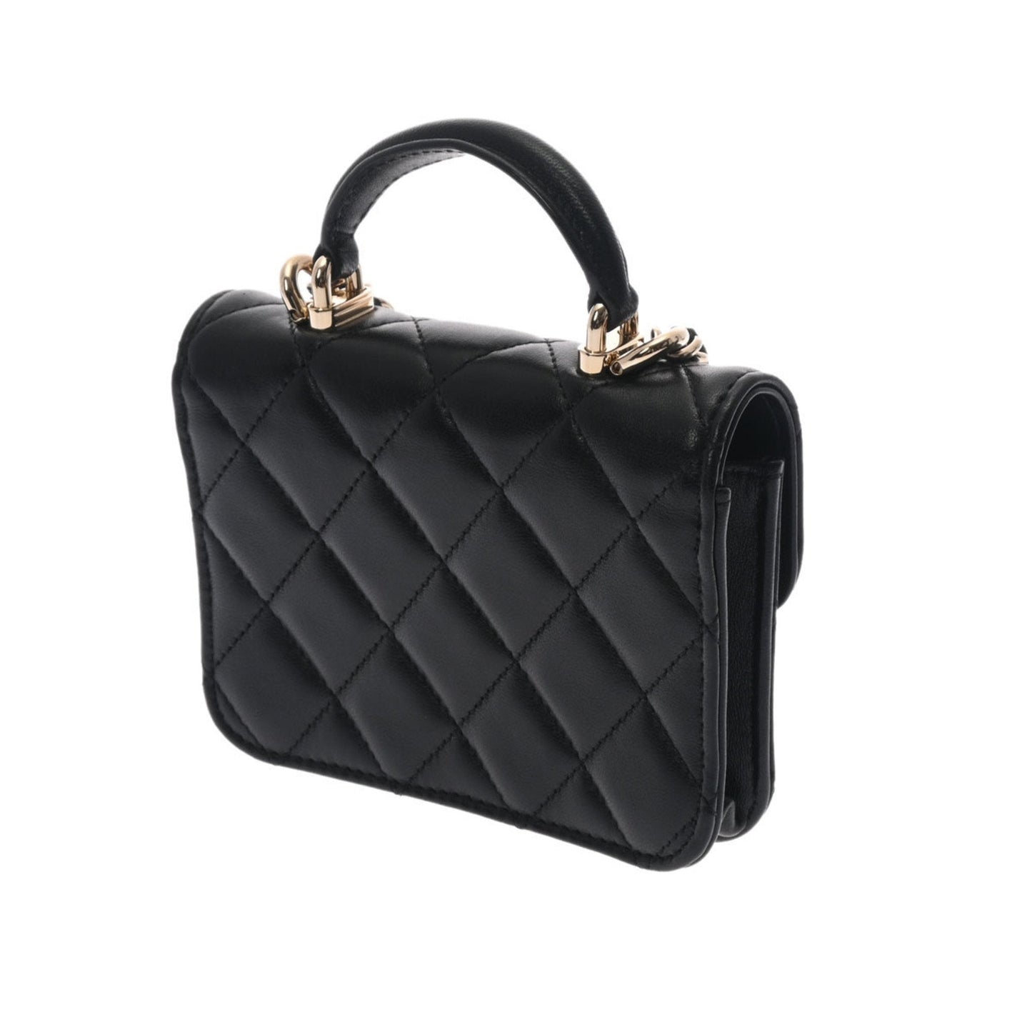 Luxury Chanel matelasse chain shoulder black ladies lambskin bag