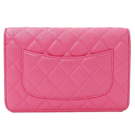Luxury Chanel Bag Matelasse Women's Shoulder Caviar Skin Chain Pink