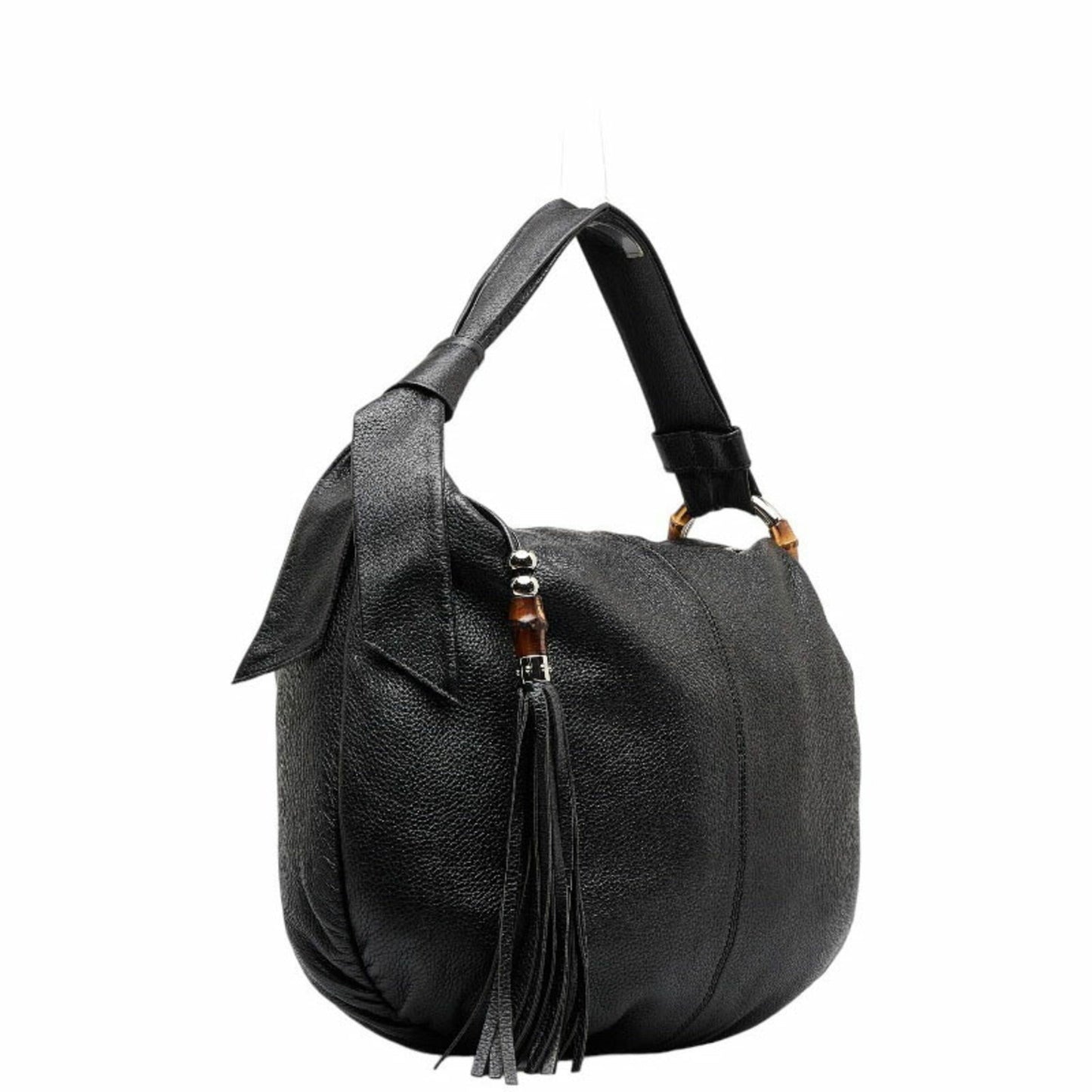 Luxury Gucci Bamboo Hobo One Shoulder Bag 232930 Black Leather Women's