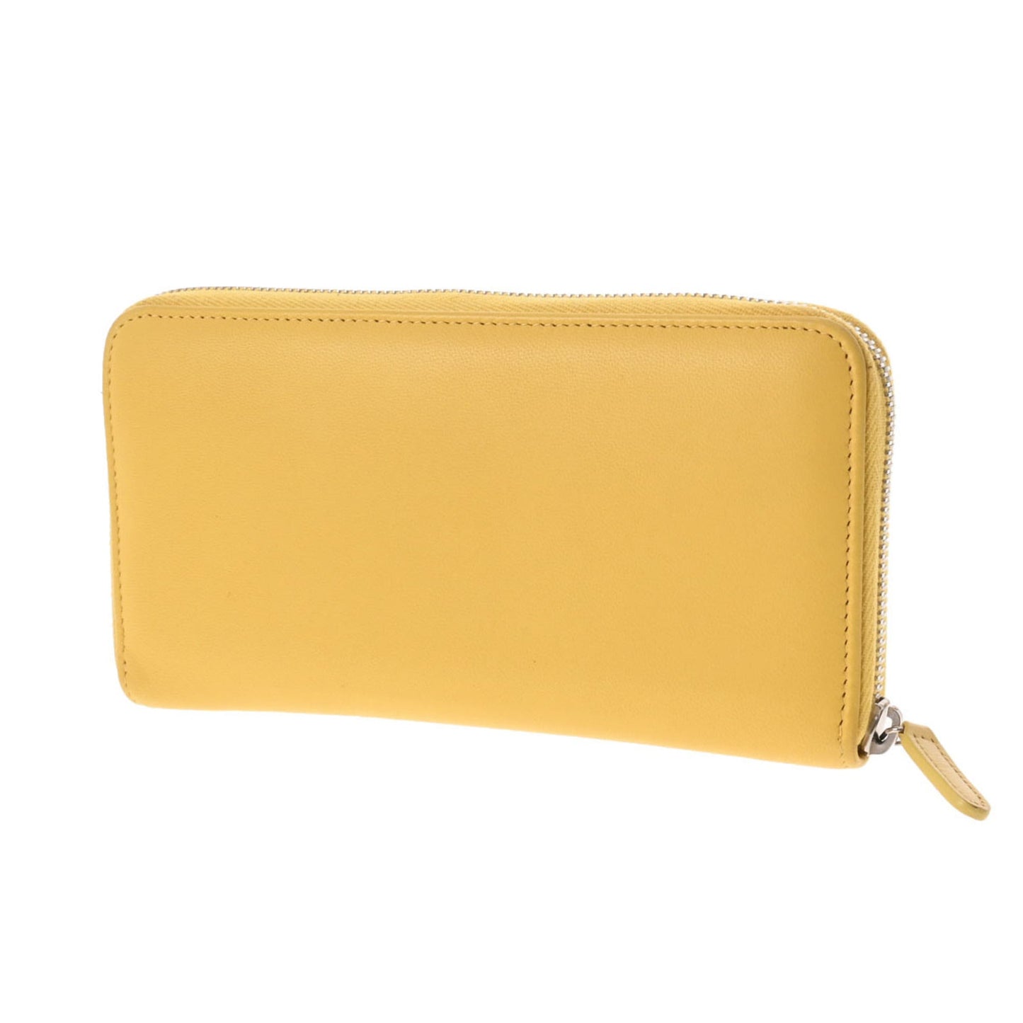 Luxury Chanel here mark round wallet yellow ladies lambskin long