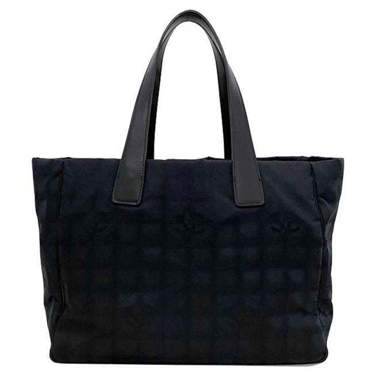 Luxury Chanel MM Black New A15991 Nylon Leather 9th  Nutra Coco Mark Women's Tote Handbag