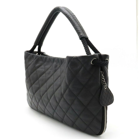 Luxury Chanel Matelasse Coco Mark Shoulder Bag Leather Black