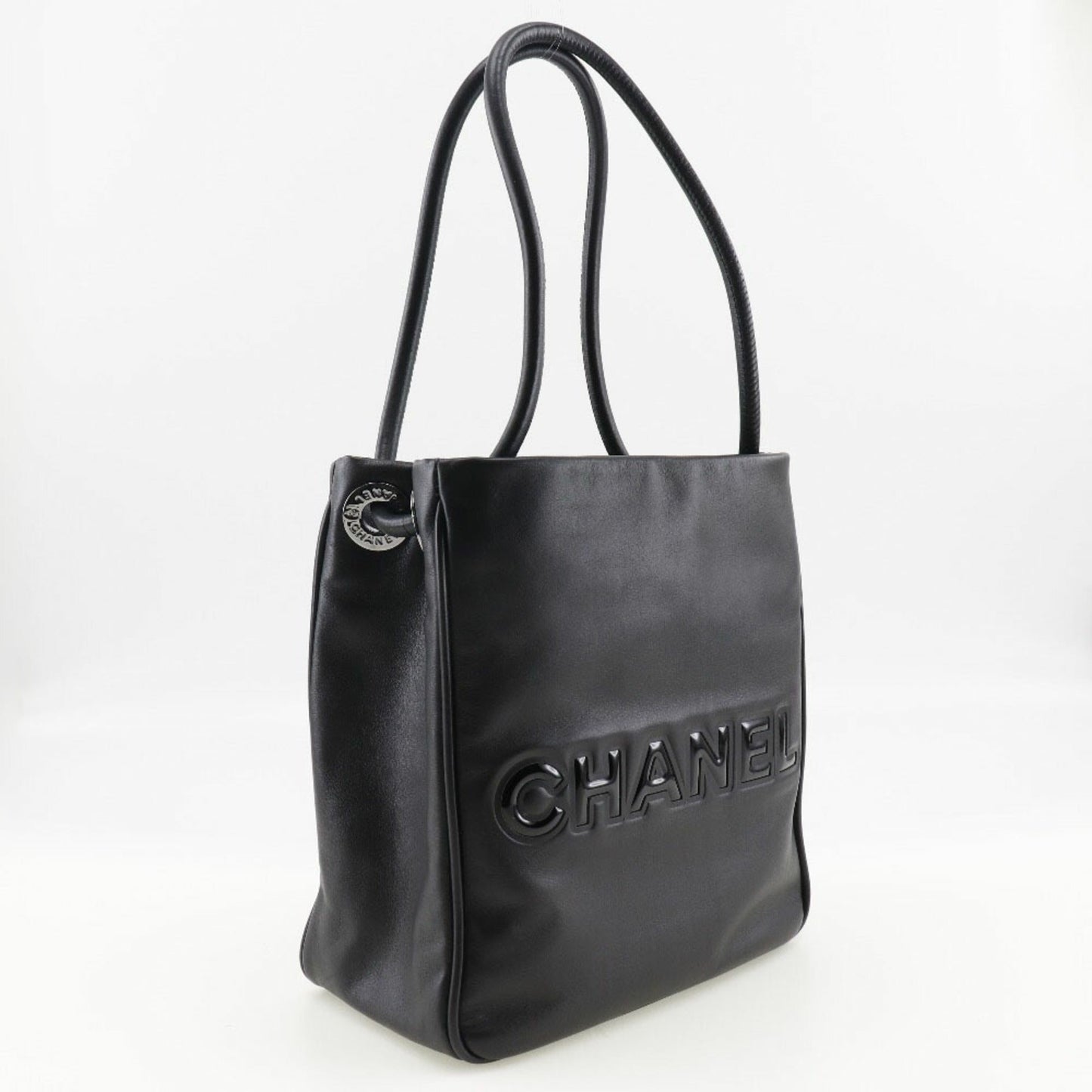 Luxury Chanel camellia tote bag logo lambskin x enamel black ladies