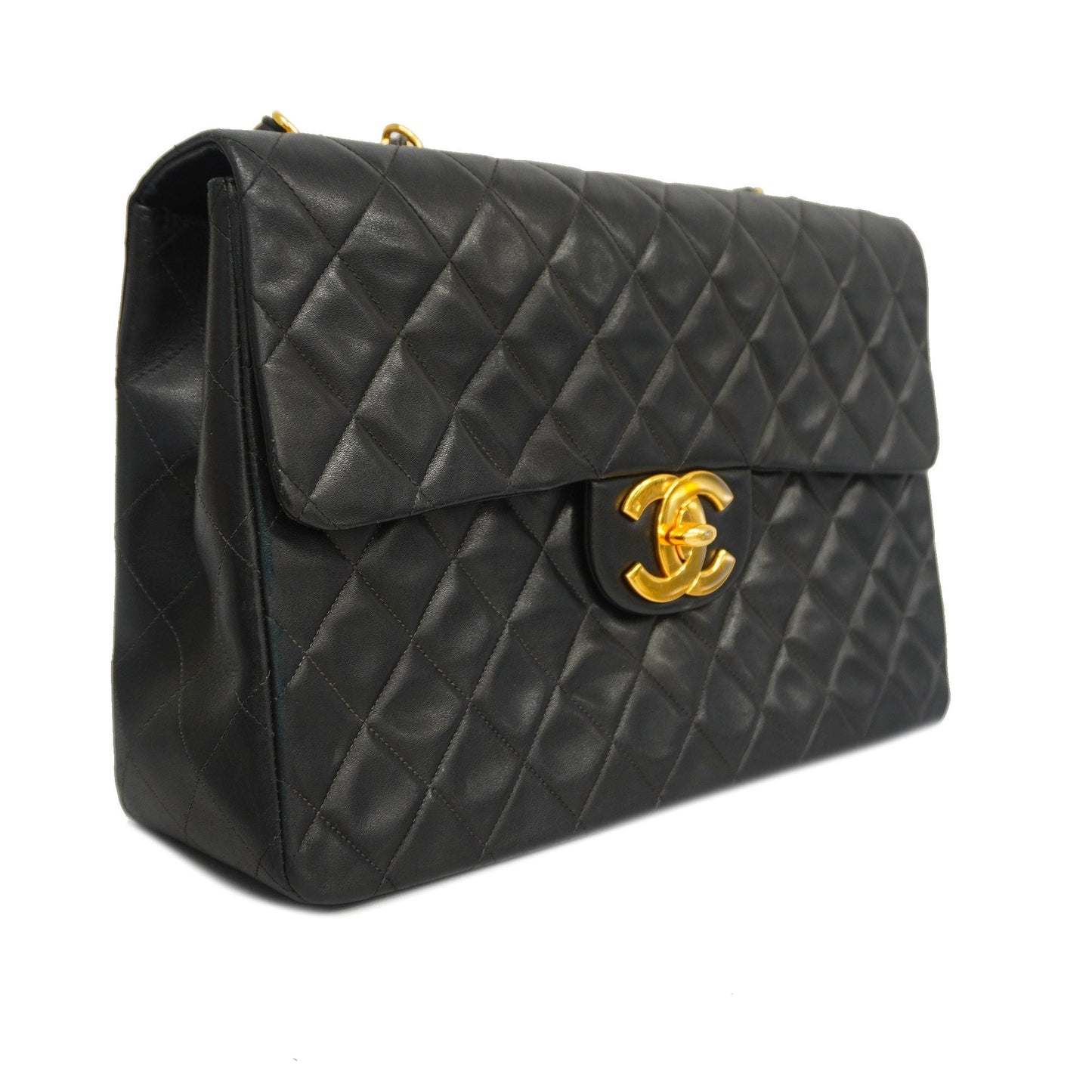 Luxury Chanel  Matelasse Big Matelasse W Chain Women's Leather Shoulder Bag Black