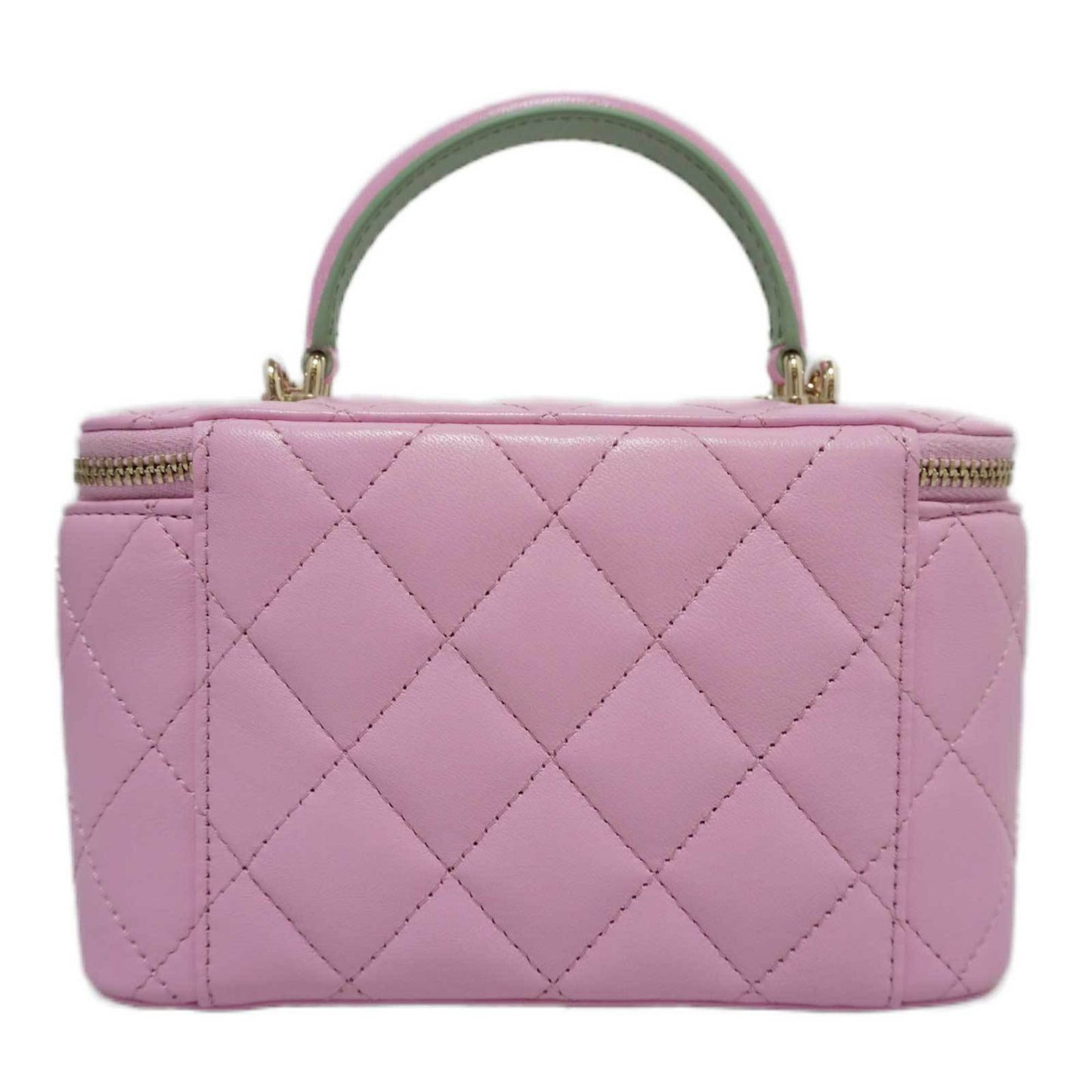 Luxury Chanel Vanity Shoulder Handbag Bag Pink Lambskin Women's