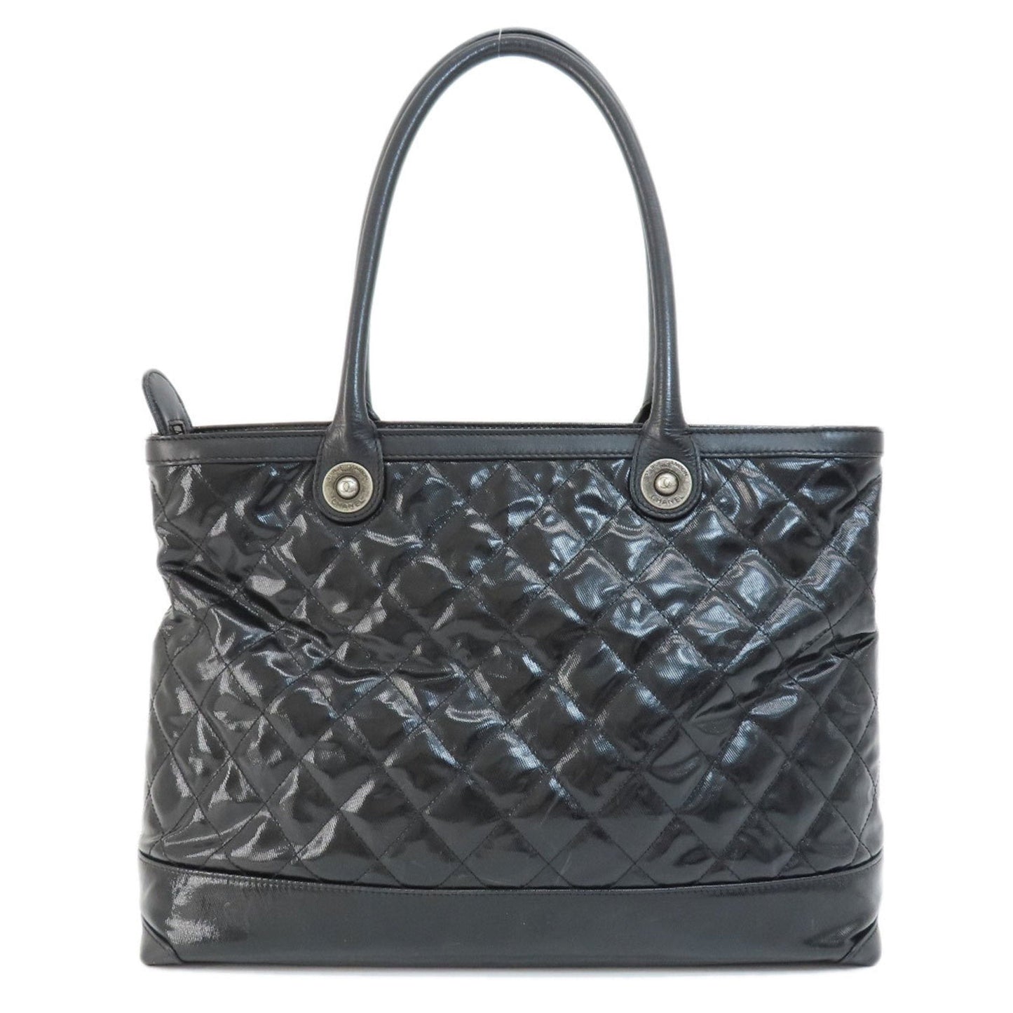 Luxury Chanel matelasse tote bag patent leather ladies