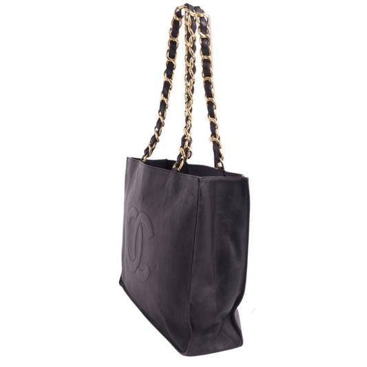 Luxury Chanel bag tote shoulder here mark chain lambskin ladies black