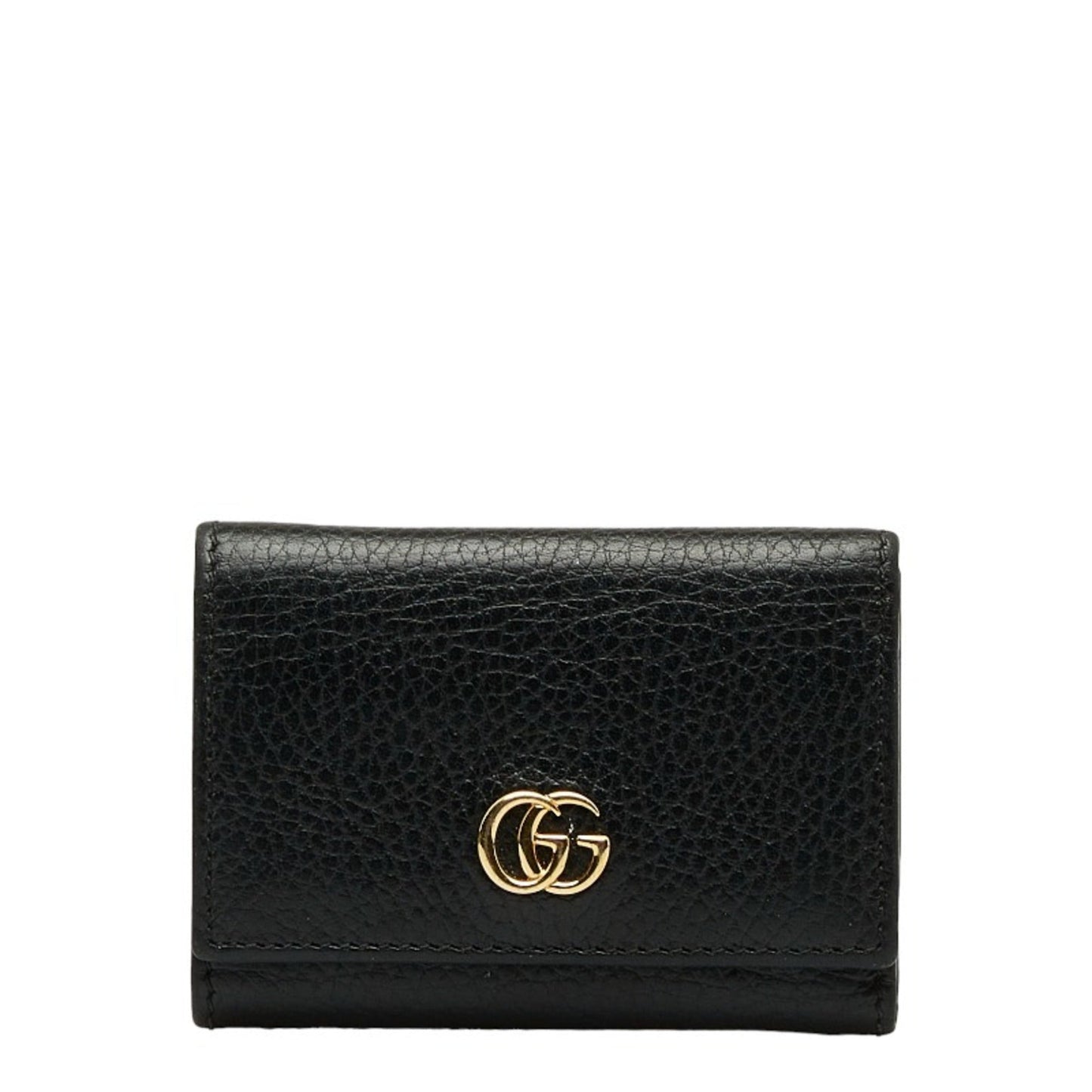 Luxury Gucci GG Marmont Double G Trifold Wallet L-shaped 644407 Black Leather Women's