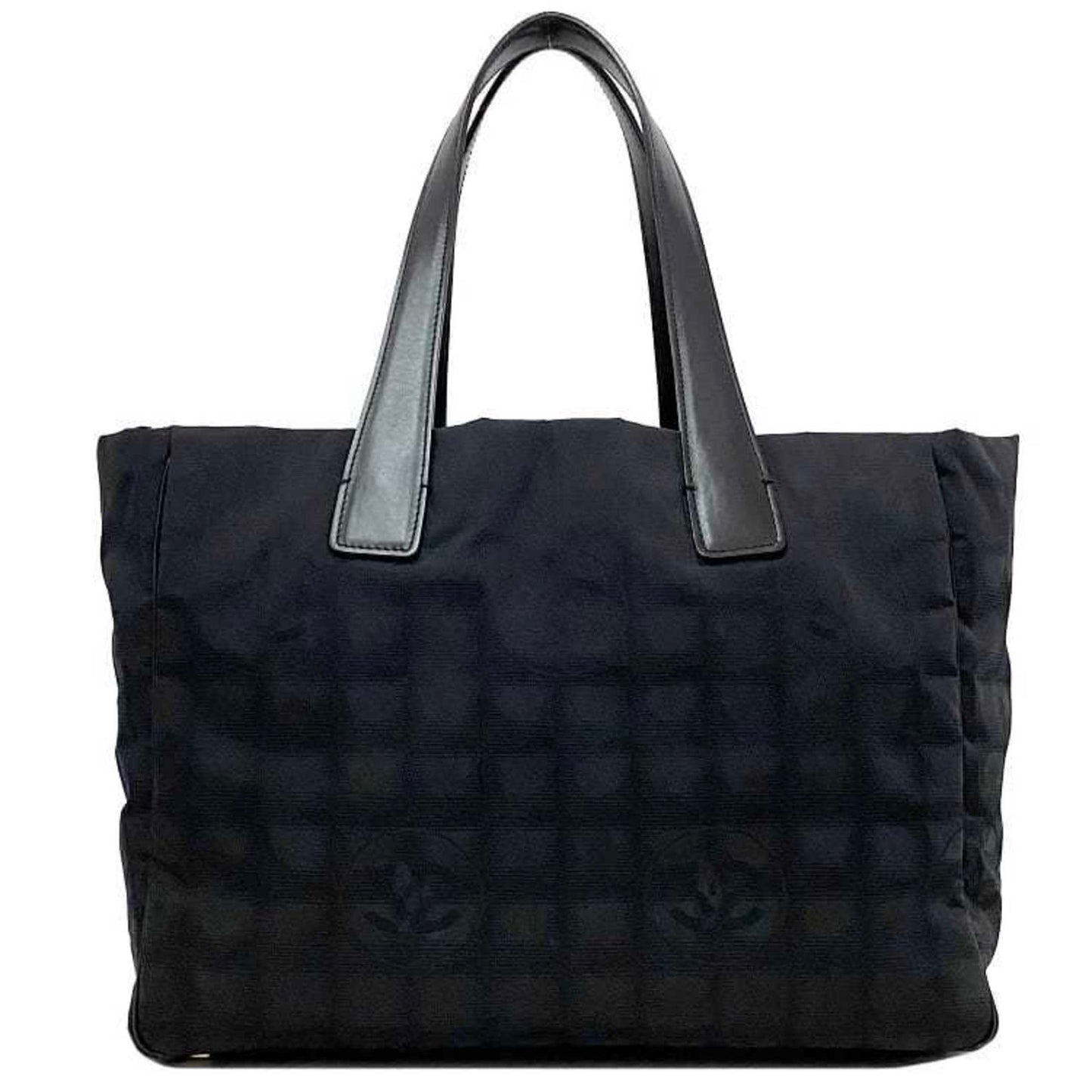 Luxury Chanel MM Black New A15991 Nylon Leather 9th  Nutra Coco Mark Women's Tote Handbag