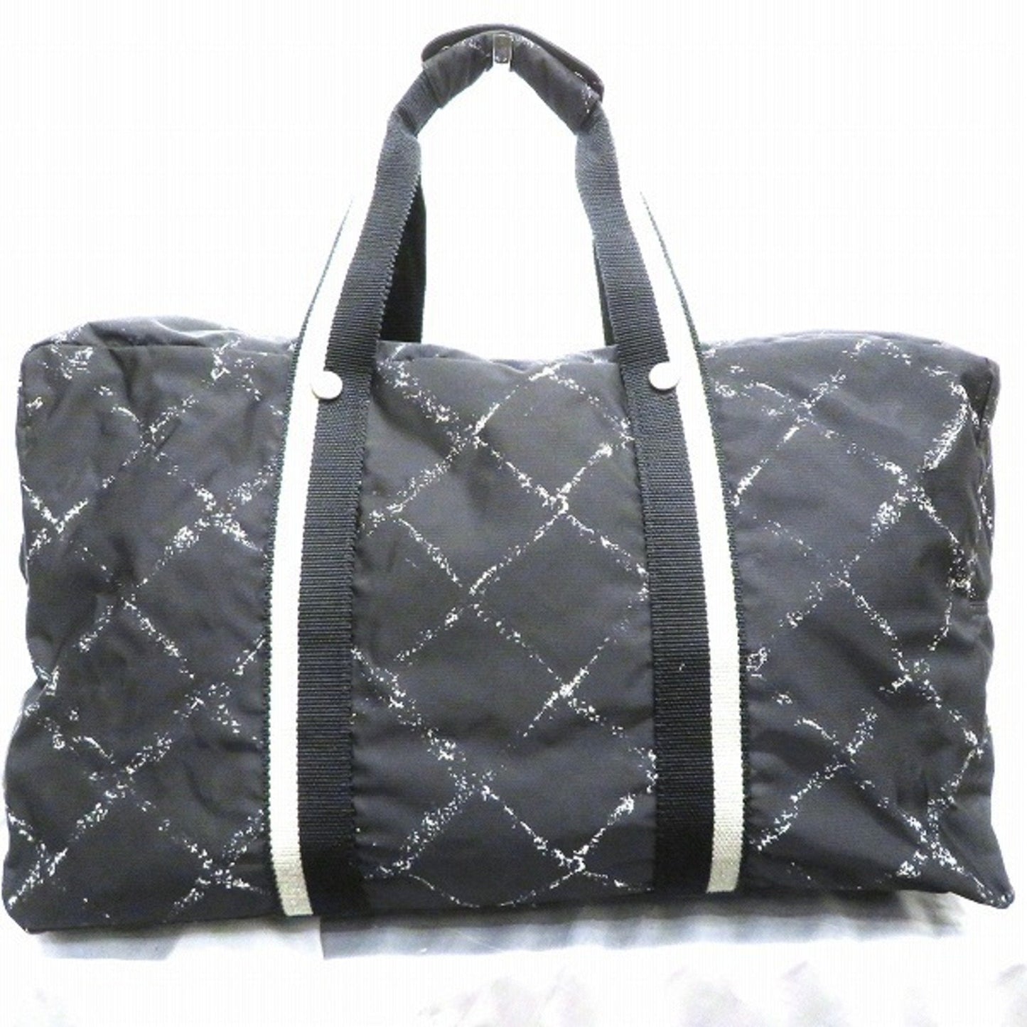 Luxury Chanel old travel line nylon bag Boston unisex
