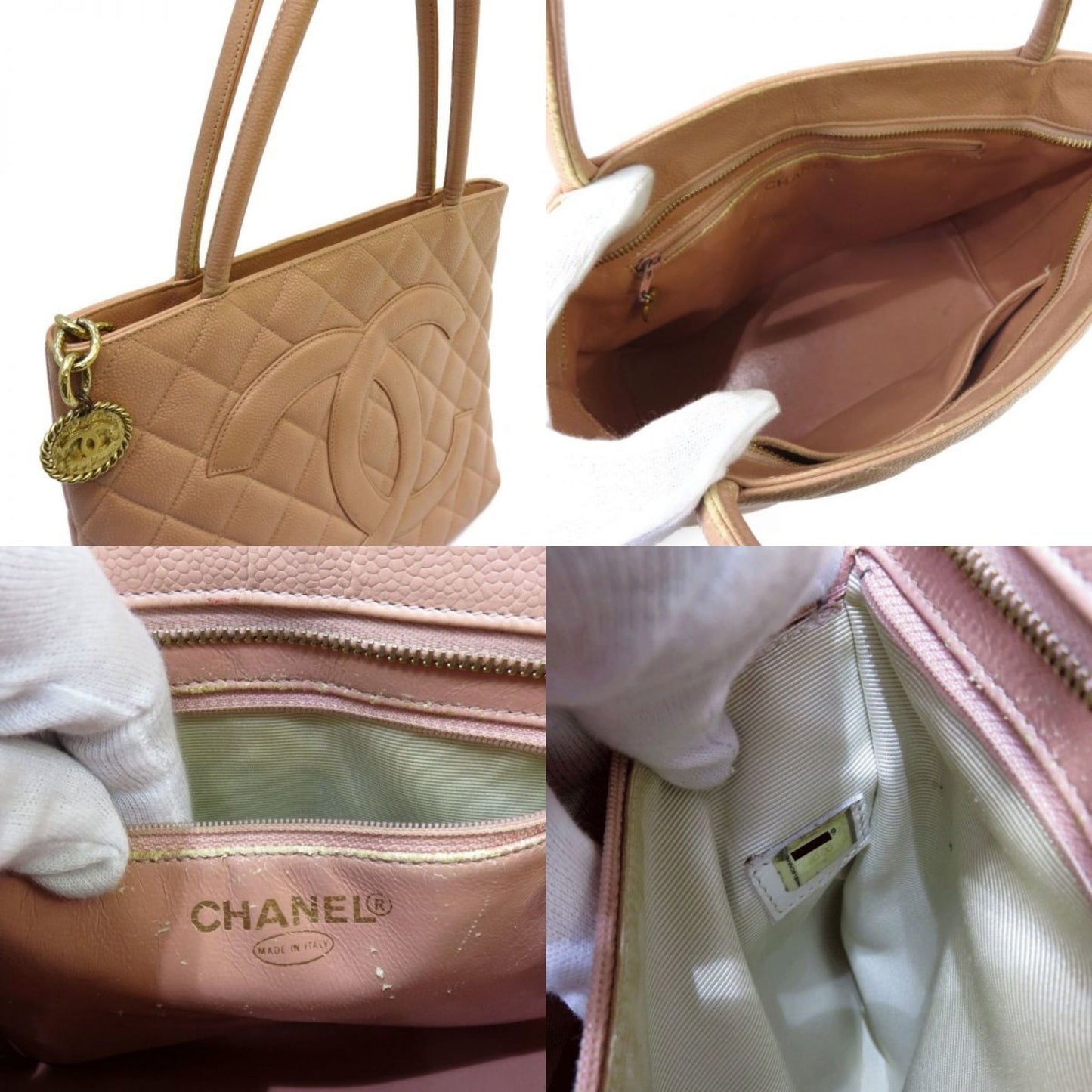 Luxury Chanel caviar skin reproduction tote handbag bag pink