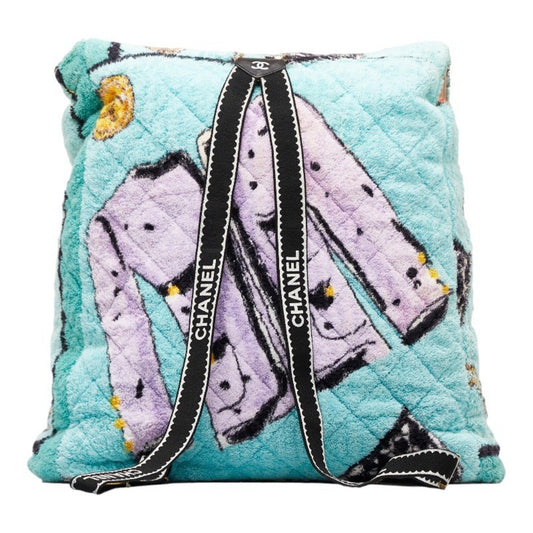 Luxury Chanel pile rucksack backpack green multicolor cotton ladies