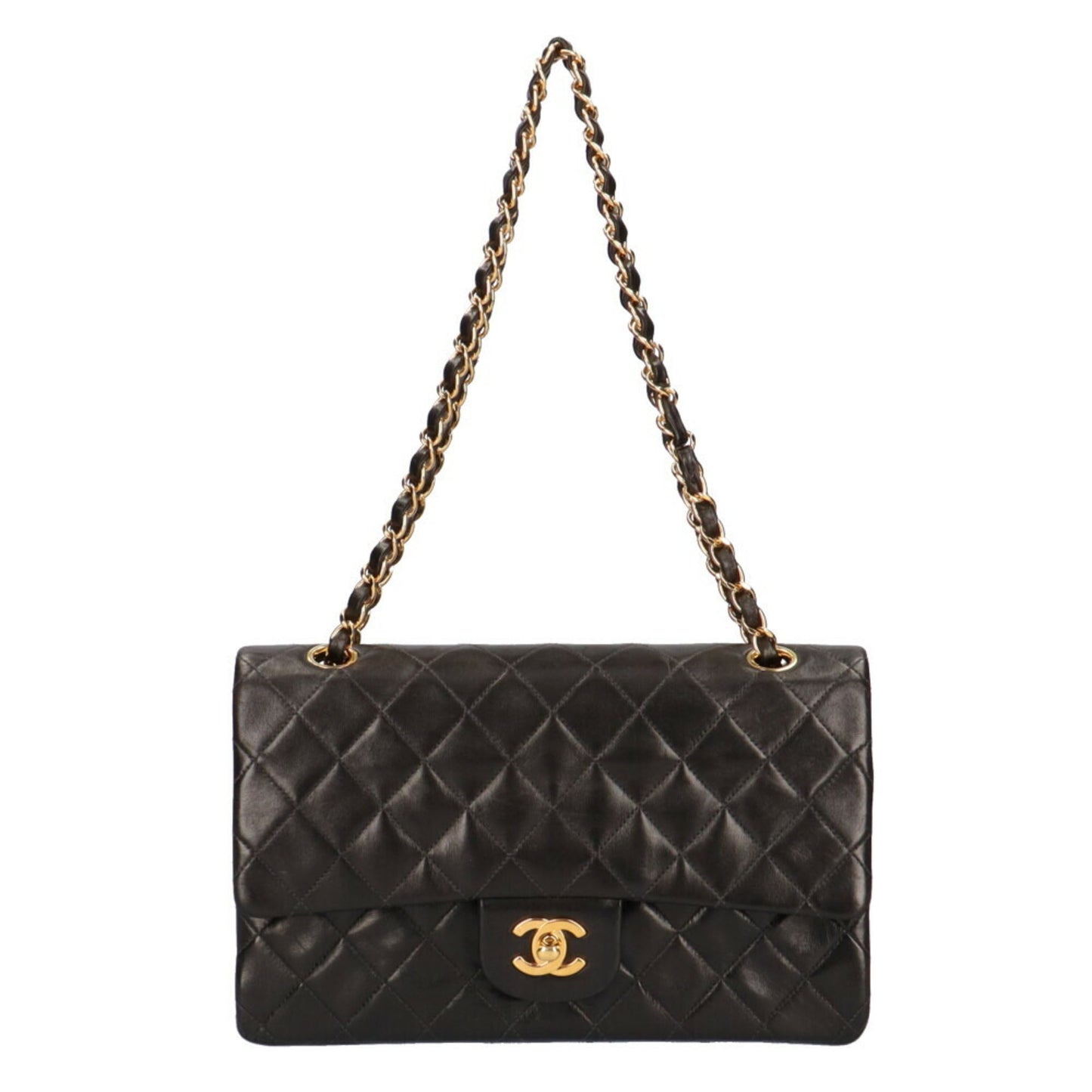 Luxury Chanel chain matelasse shoulder bag lambskin black ladies
