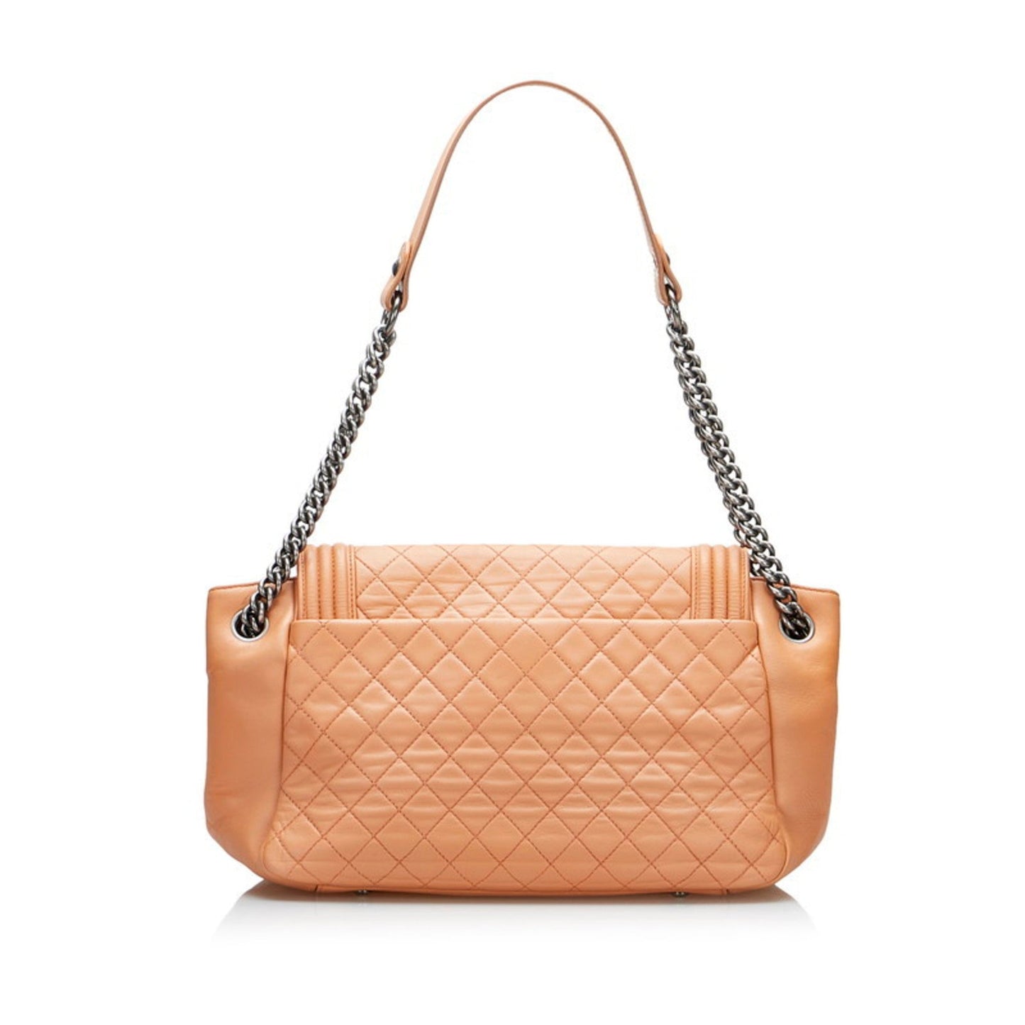 Luxury Chanel Boy Coco Mark One Shoulder Bag Handbag Salmon Pink Leather Ladies