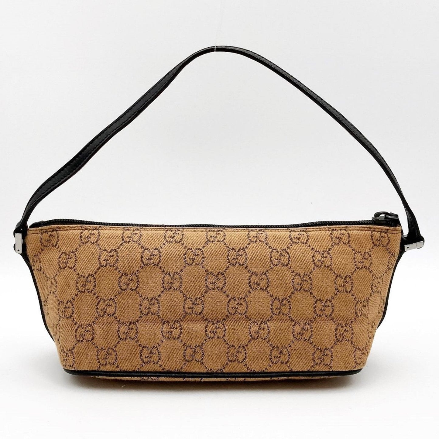 Luxury Gucci 07198 Accessory Pouch Cosmetic Camel x Dark Brown GG Canvas Women's