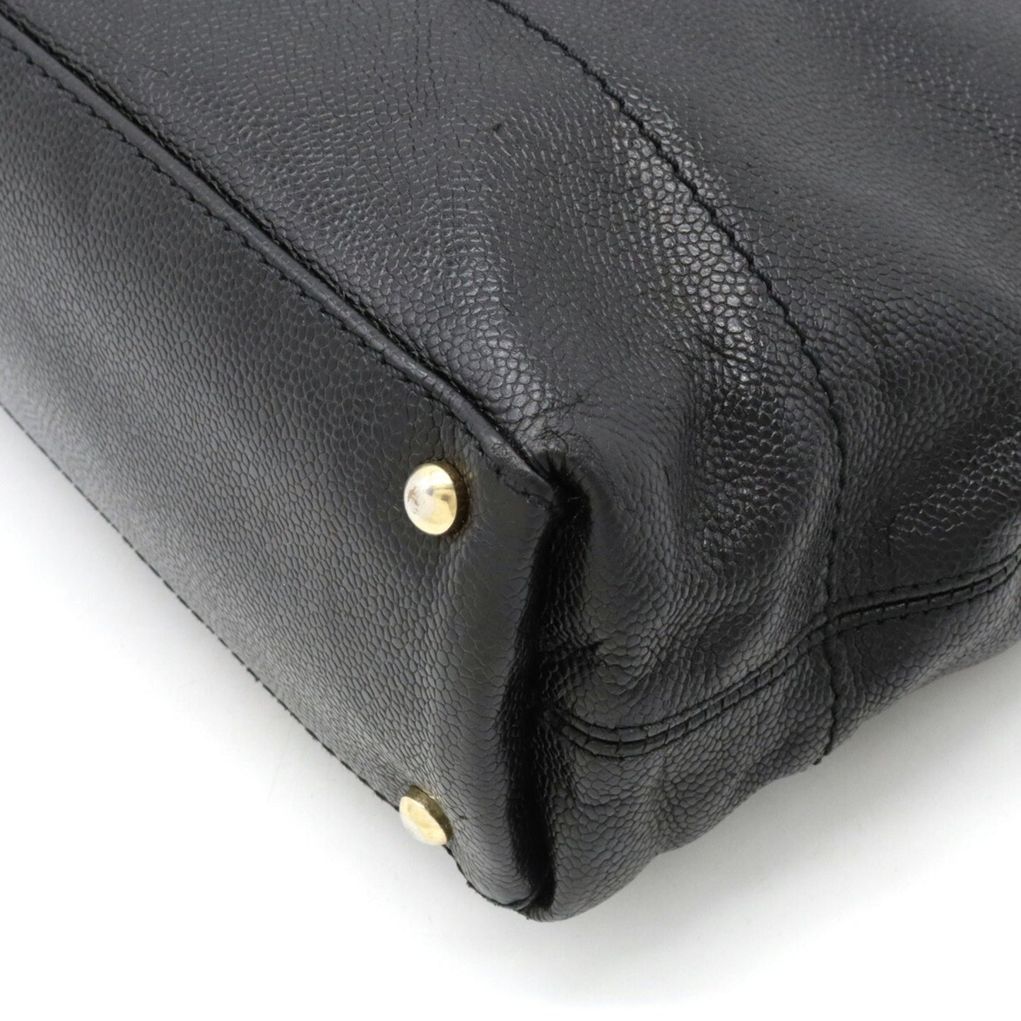 Luxury Chanel Caviar Skin Coco Mark Tote Bag Shoulder Leather Black