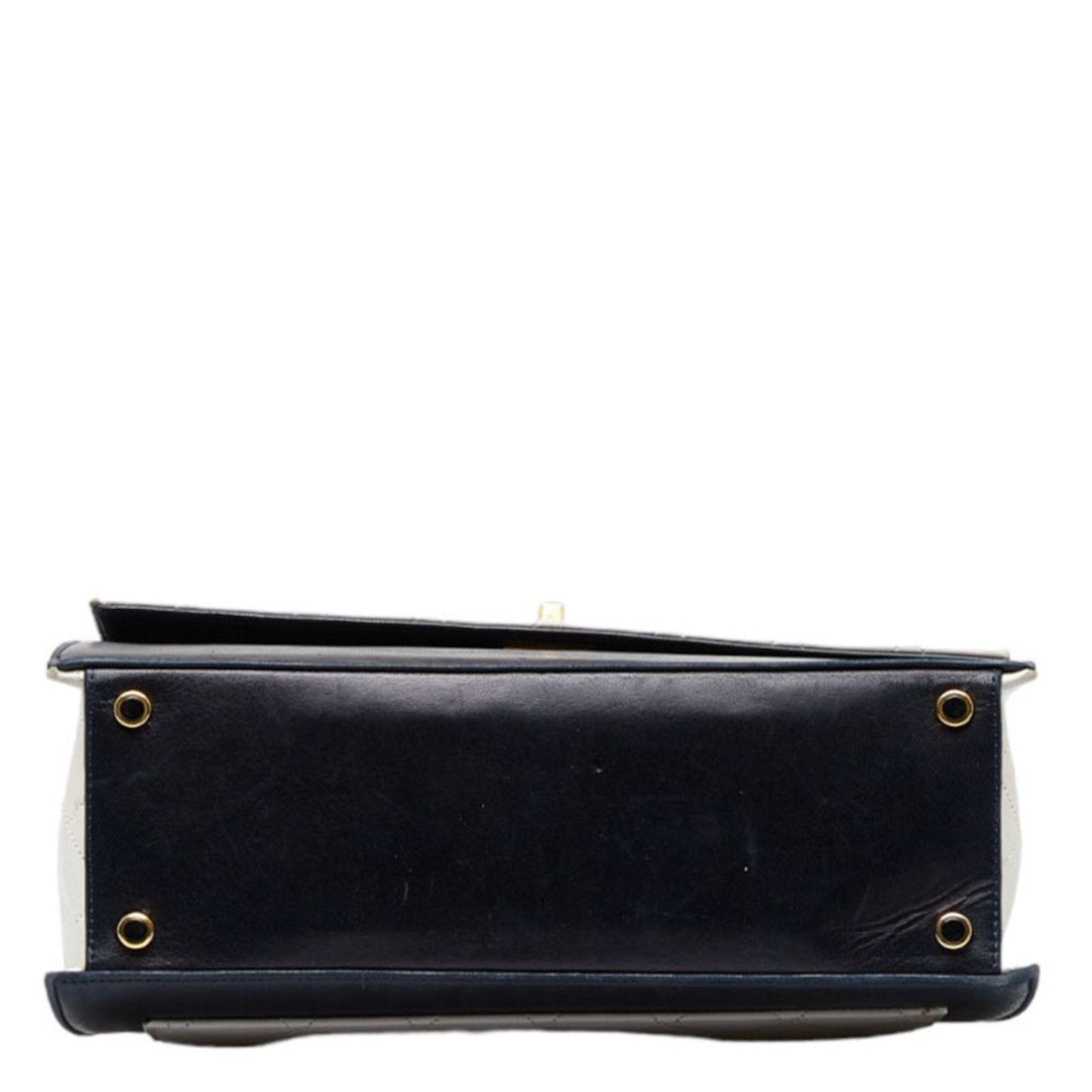 Luxury Chanel matelasse bicolor chain shoulder bag navy white lambskin ladies