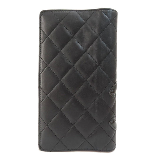 Luxury Chanel Cambon Line Long Wallet Leather Women's