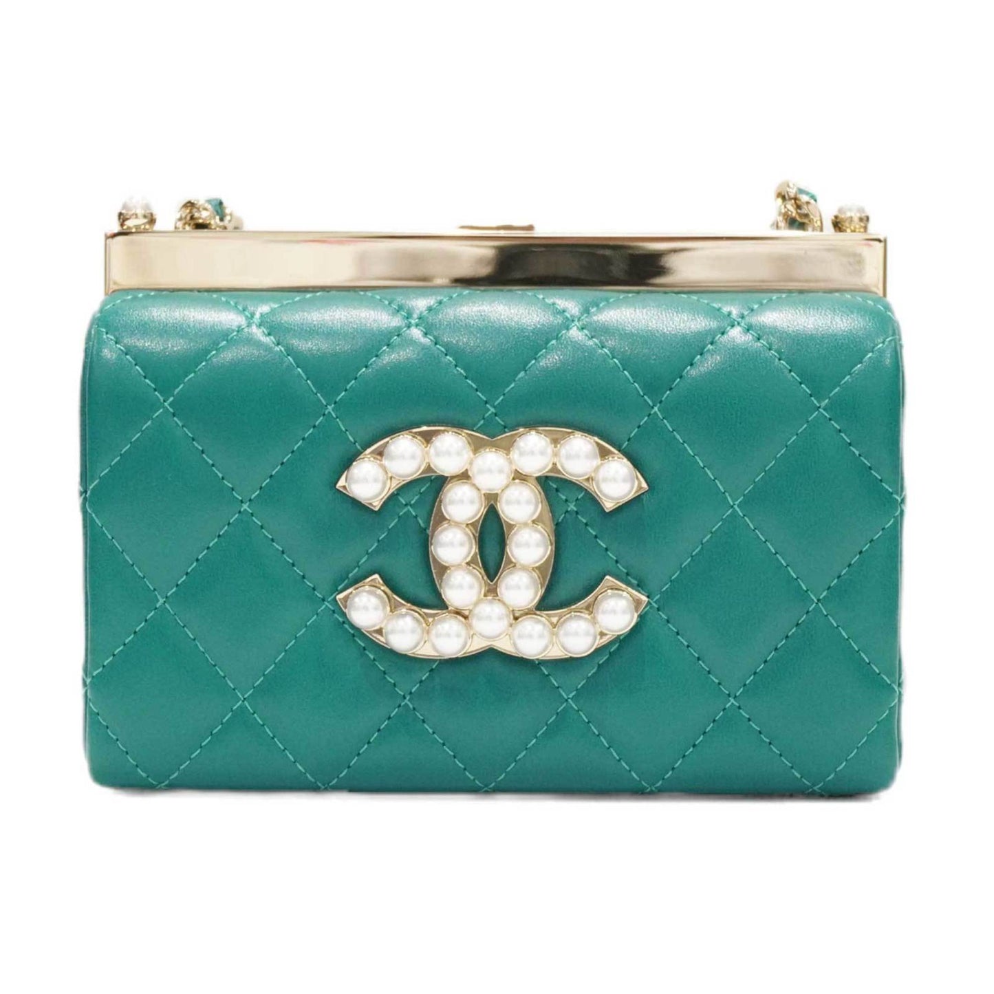 Luxury Chanel Chain Clutch AP3452 Shoulder Bag Green Lambskin Women's Men's