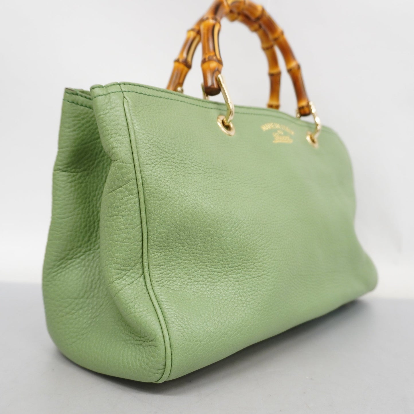 Luxury Gucci  Bamboo 2way Bag 323660 Leather Handbag,Shoulder Bag Light Green