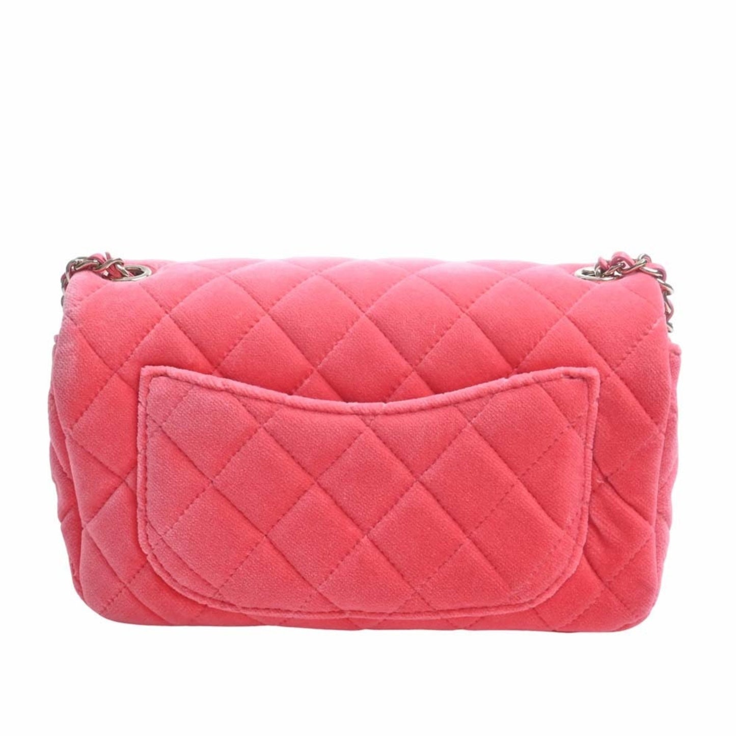 Luxury Chanel Velor Matelasse Coco Mark Ball Chain Shoulder Bag Pink Ladies