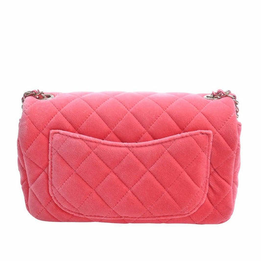 Luxury Chanel Velor Matelasse Coco Mark Ball Chain Shoulder Bag Pink Ladies