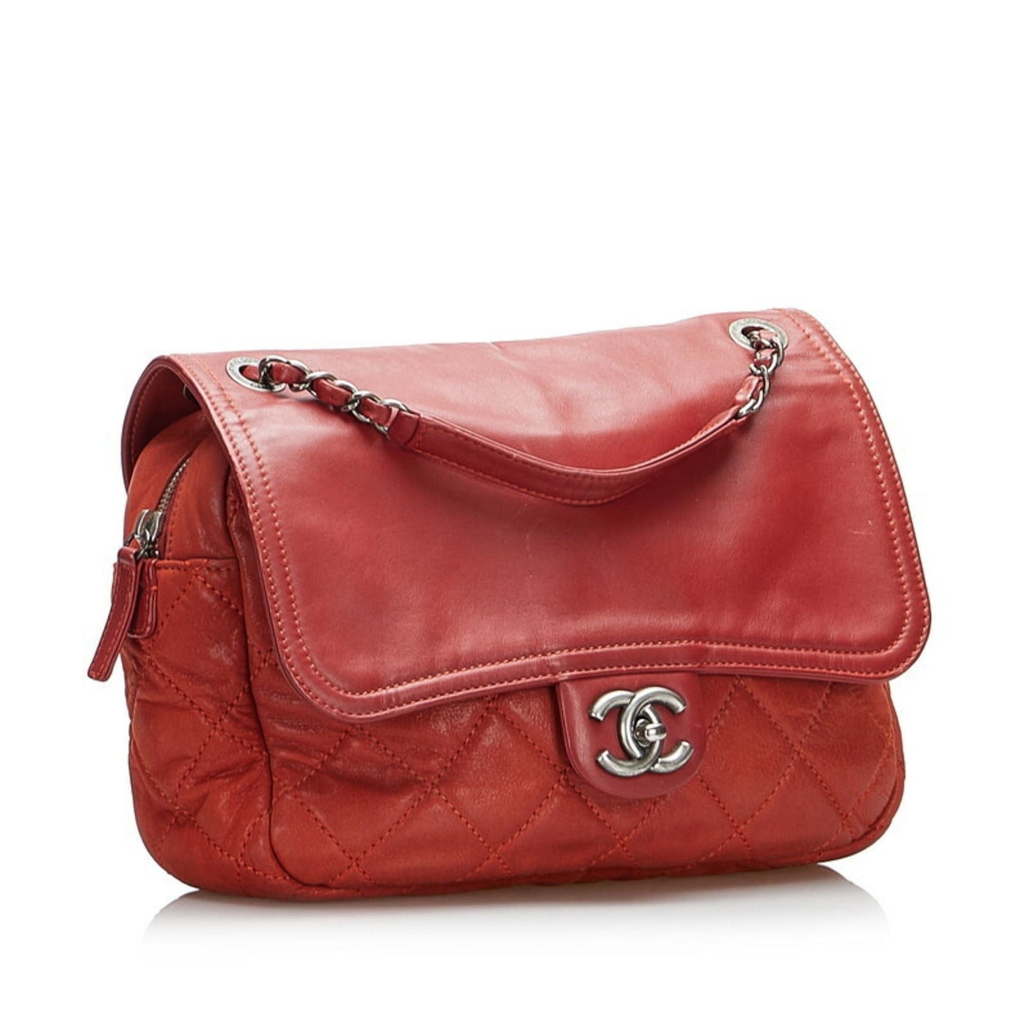 Luxury Chanel coco mark chain shoulder bag red leather ladies