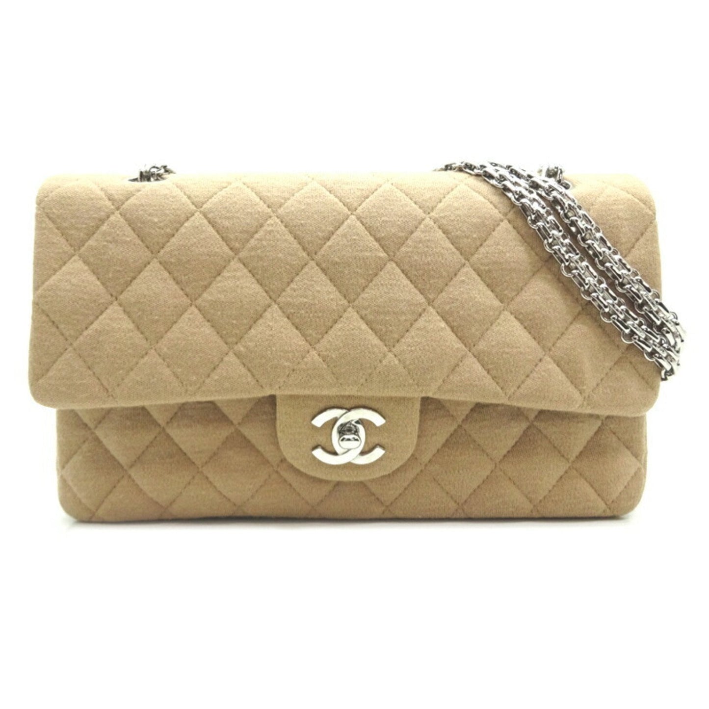 Luxury Chanel Matelasse 25 Chain Shoulder Women's Bag AO1112 Fabric Beige x