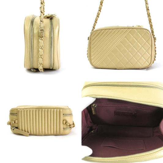 Luxury Chanel Diagonal Shoulder Bag Matelasse Leather/Metal Gold Women's