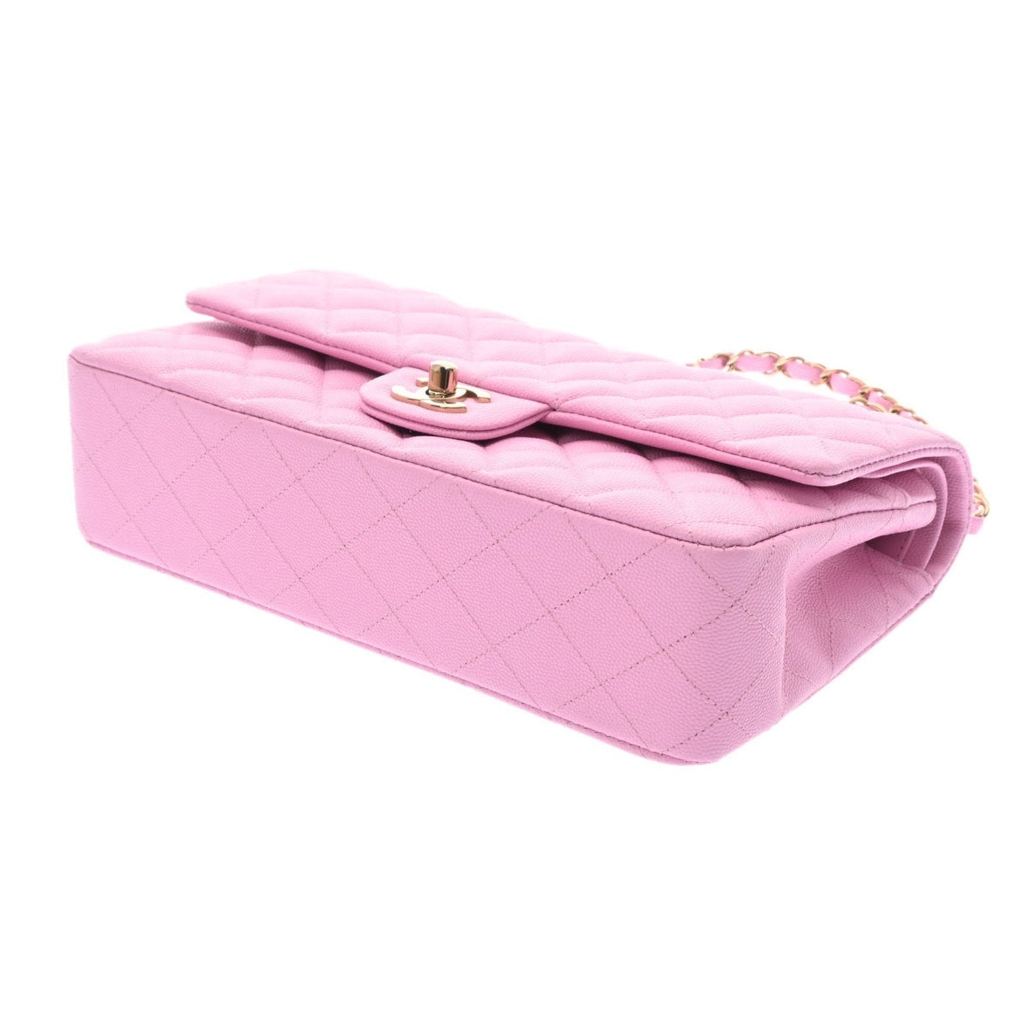 CHANEL matelasse W flap chain shoulder 25 pink ladies caviar skin bag