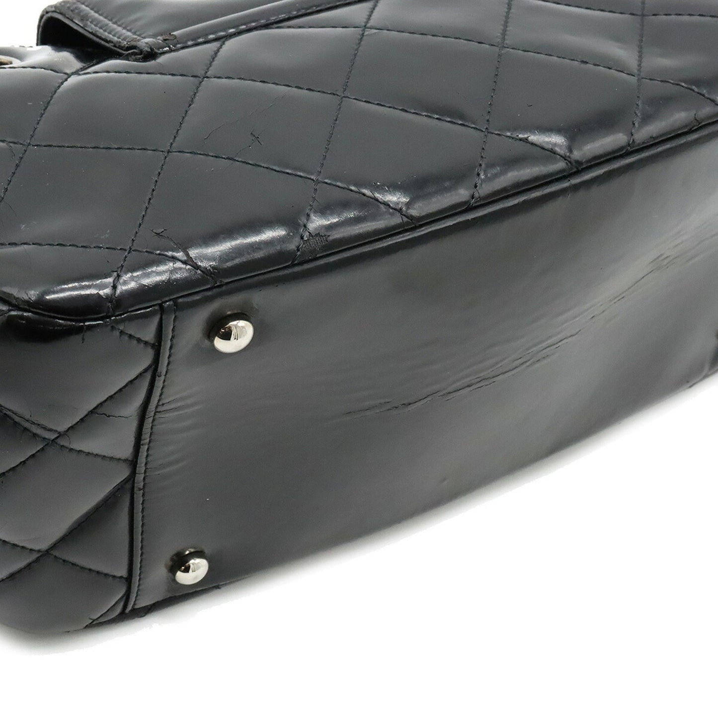 Luxury Chanel 2.55 Matelasse W Chain Bag Shoulder Patent Leather Black