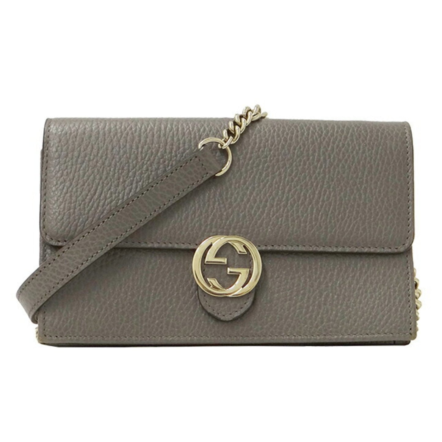 Luxury Gucci Trending 2025 bag ladies interlocking shoulder leather chain gray