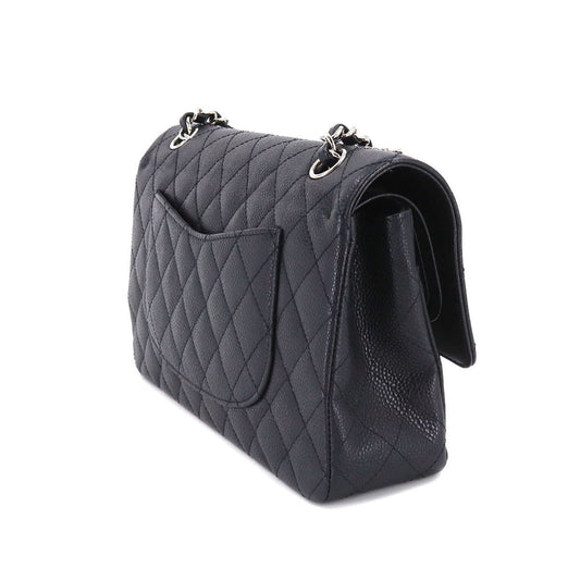 Luxury Chanel Matelasse 25 Chain Shoulder Bag Caviar Skin Black A01112 Silver Hardware Coco Mark