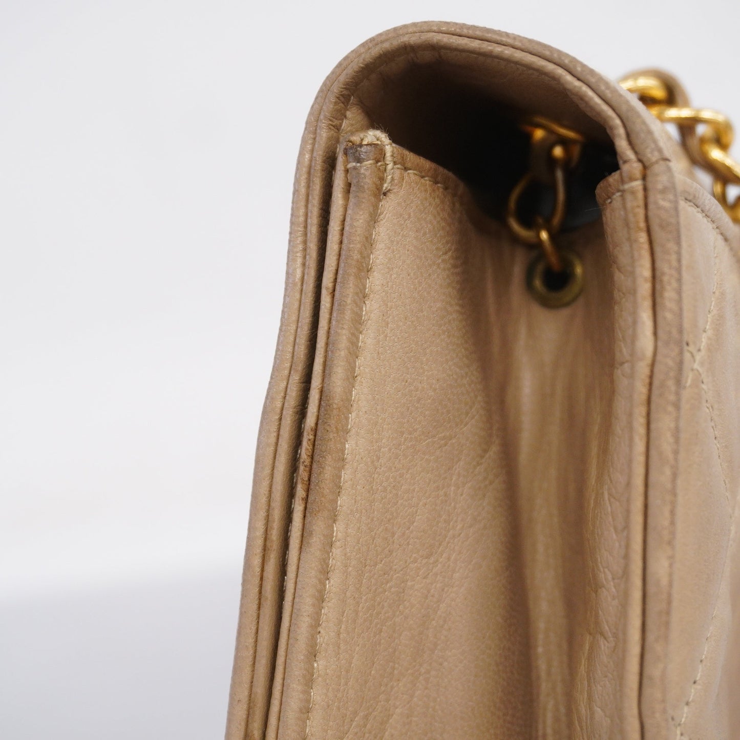 CHANEL  Matelasse Chain Shoulder Lambskin Women's Leather Shoulder Bag Beige