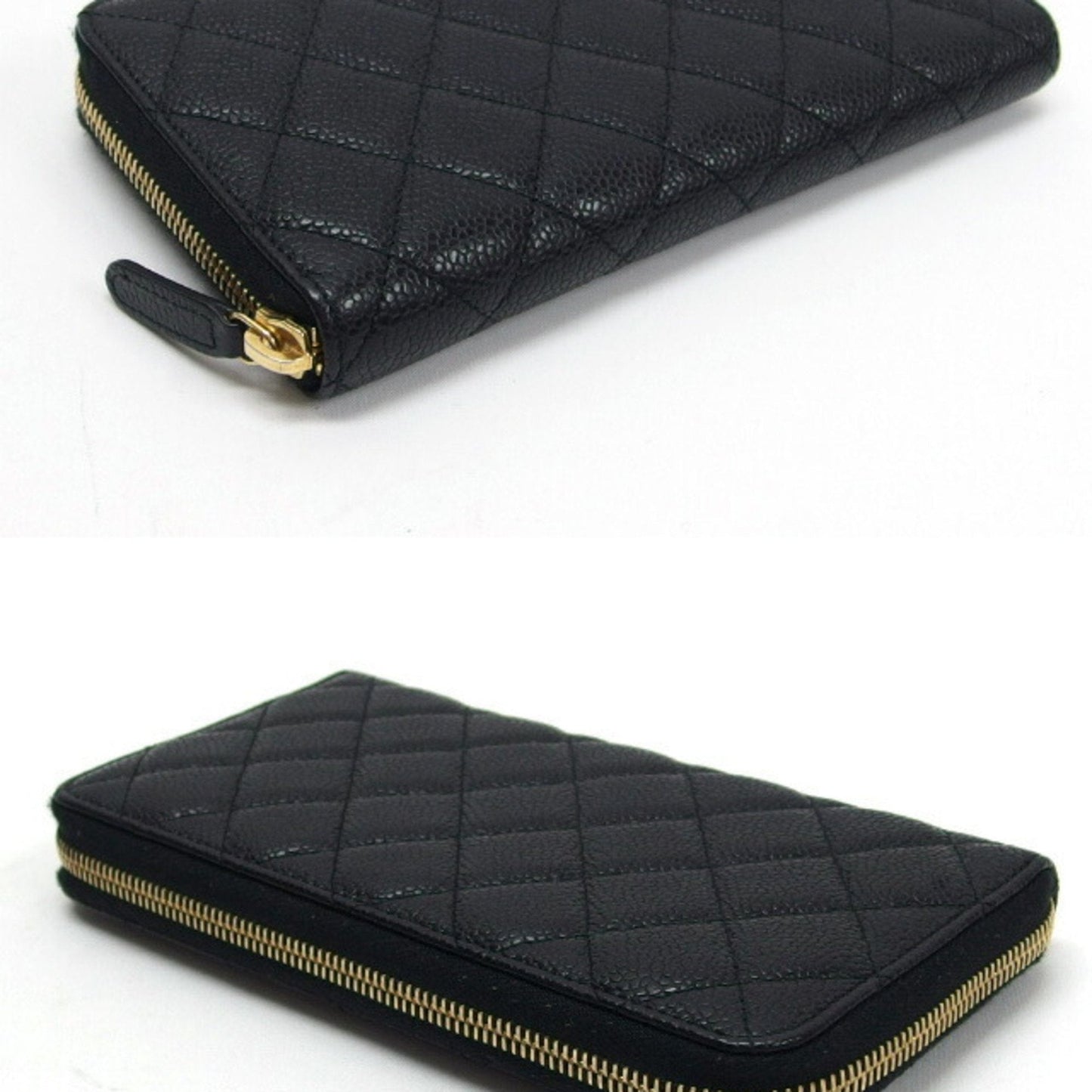 Luxury Chanel Matelasse round long wallet caviar skin