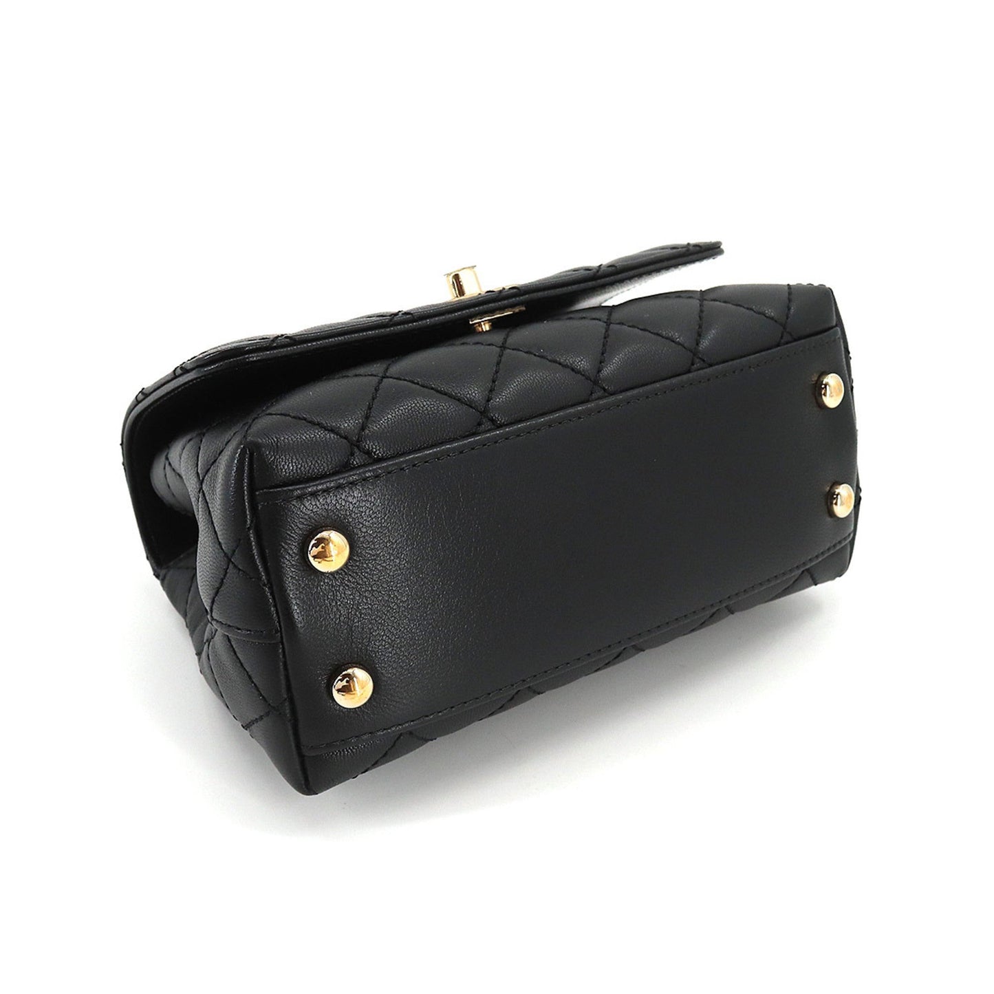 Luxury Chanel here handle matelasse 2way hand shoulder bag leather black rainbow AS2215 Matelasse Bag