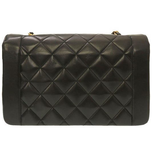 Luxury Chanel Diana 25 Medium Matelasse Lambskin Black Gold Chain Shoulder Bag Cocomark Turnlock