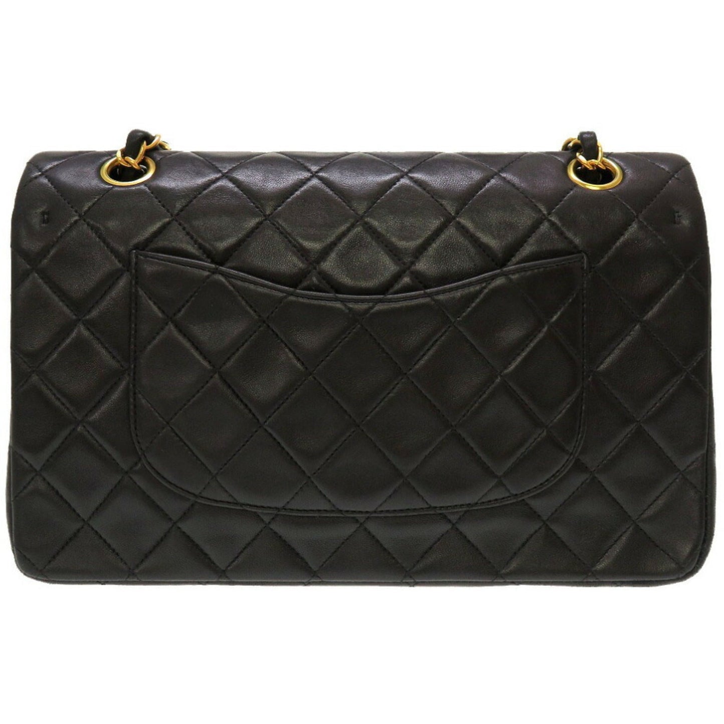 CHANEL Matelasse Lambskin Black Double Flap No.4 Gold Chain Shoulder Bag