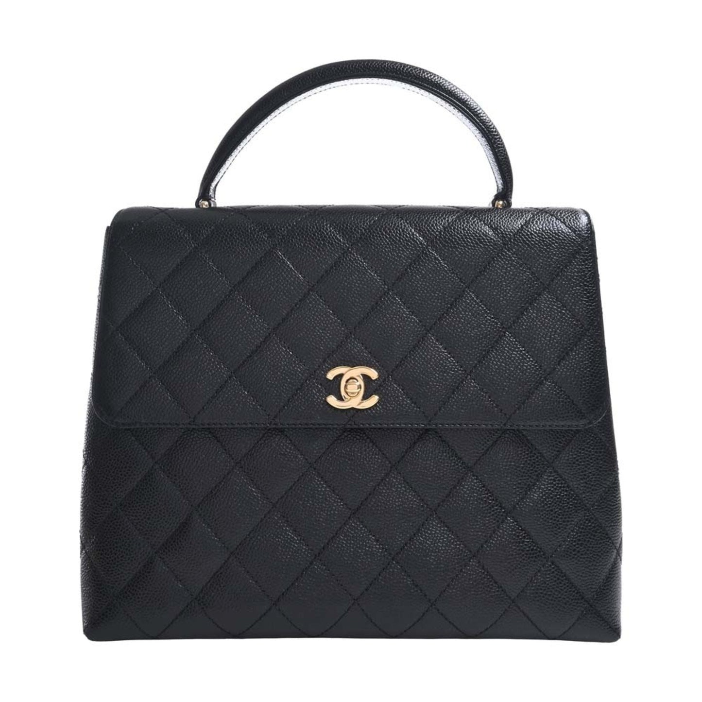 Luxury Chanel Caviar Skin Matelasse Coco Mark Handbag Black Ladies