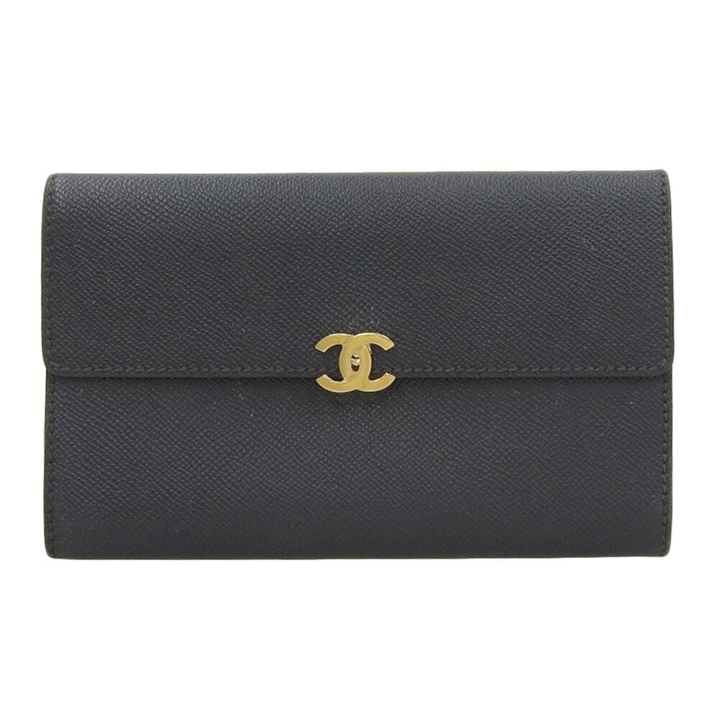 Luxury Chanel here mark tri-fold wallet caviar skin black 5 series