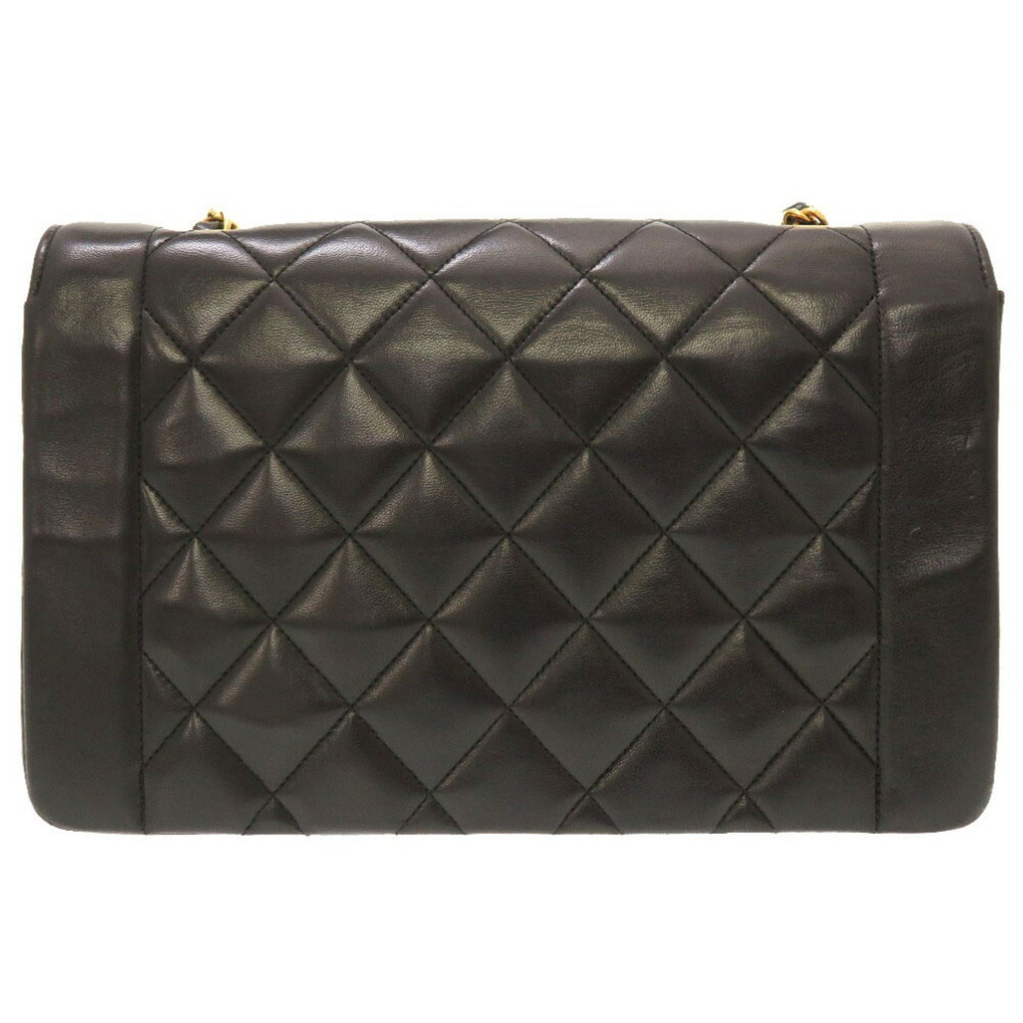 Luxury Chanel Diana 25 Medium Matelasse Lambskin Black Gold Chain Shoulder Bag No. 3 Coco Mark Turnlock