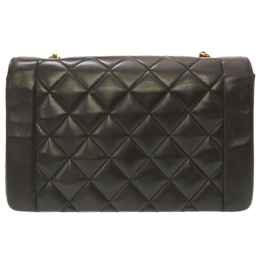 Luxury Chanel Diana 25 Medium Matelasse Lambskin Black Gold Chain Shoulder Bag No. 3 Coco Mark Turnlock
